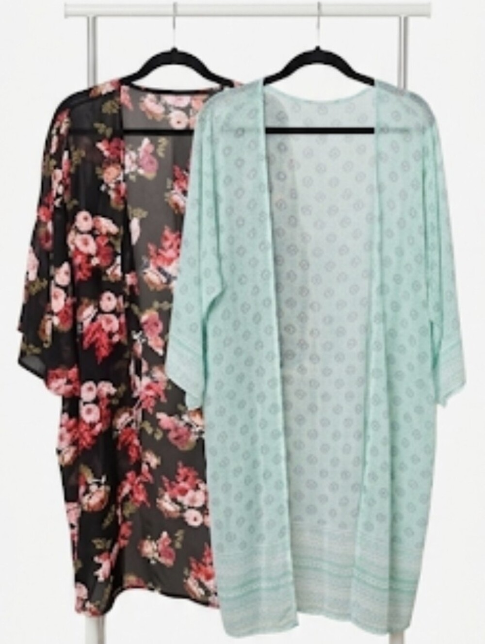 Bundle 2 Kimonos Xhilaration Floral Black & Mint Green Lightweight Kimonos